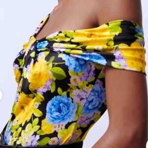 ZARA ASYMMETRIC FLORAL BODYSUIT